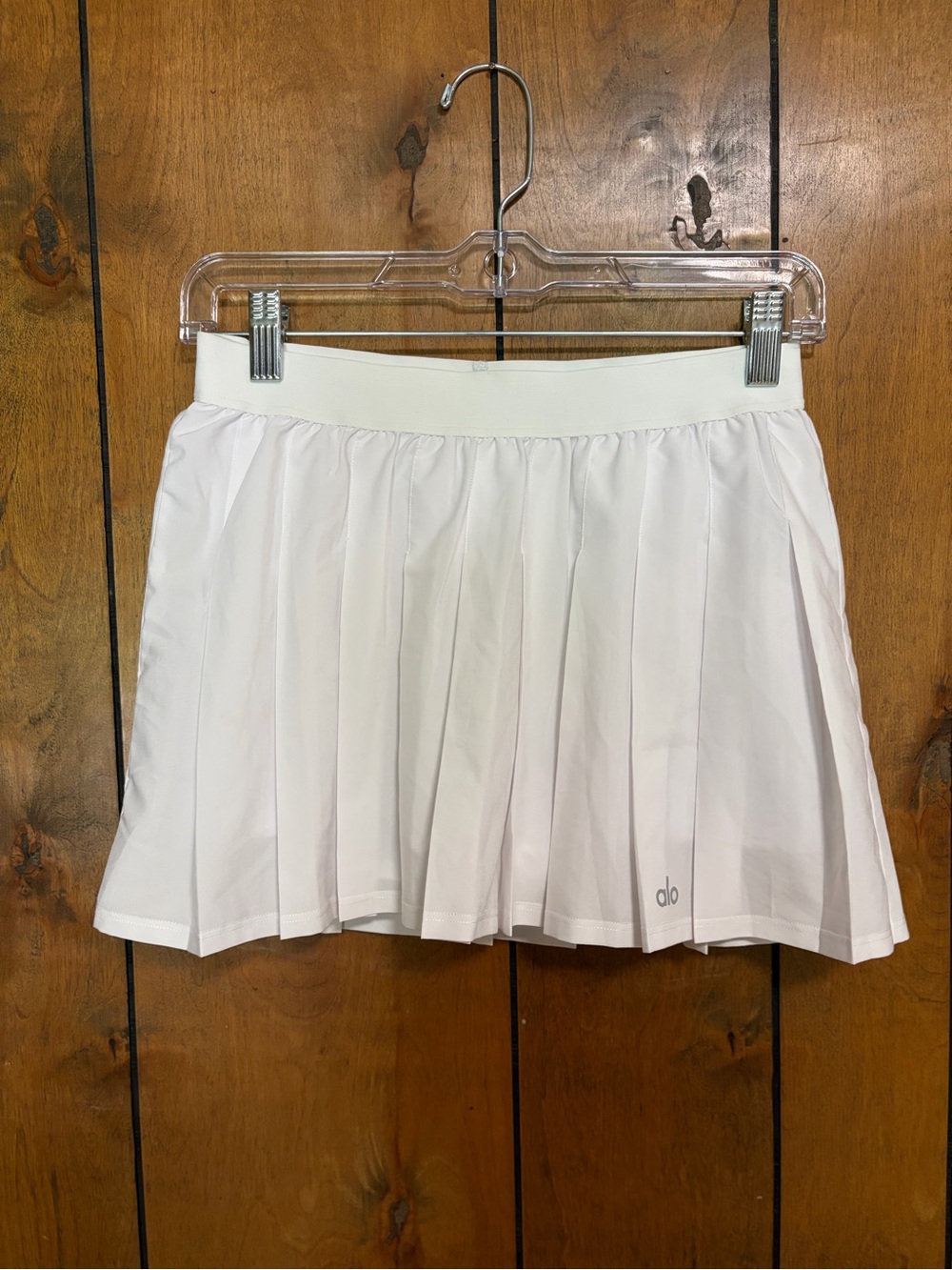 ALO Yoga White Pleated Skater Skirt